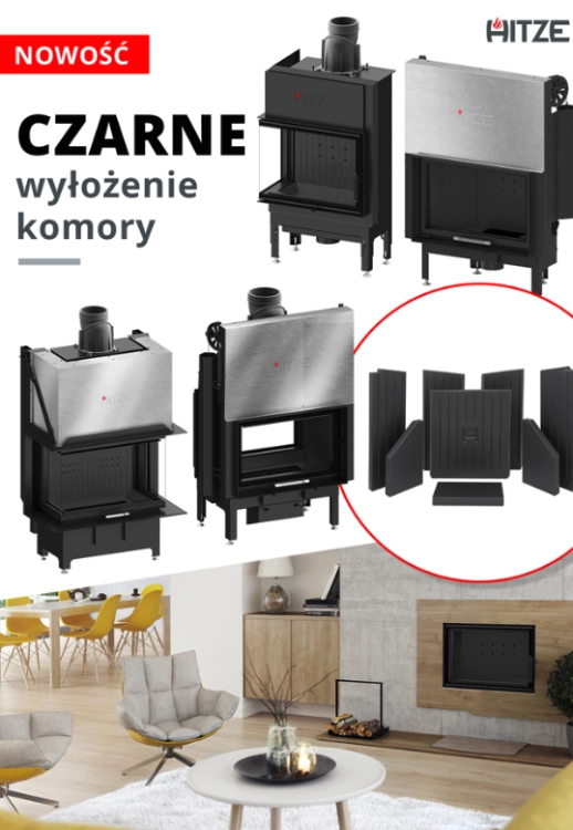 Kominek Stalowy Hitze ALBERO AL14S.H-D czarne wyłożenie