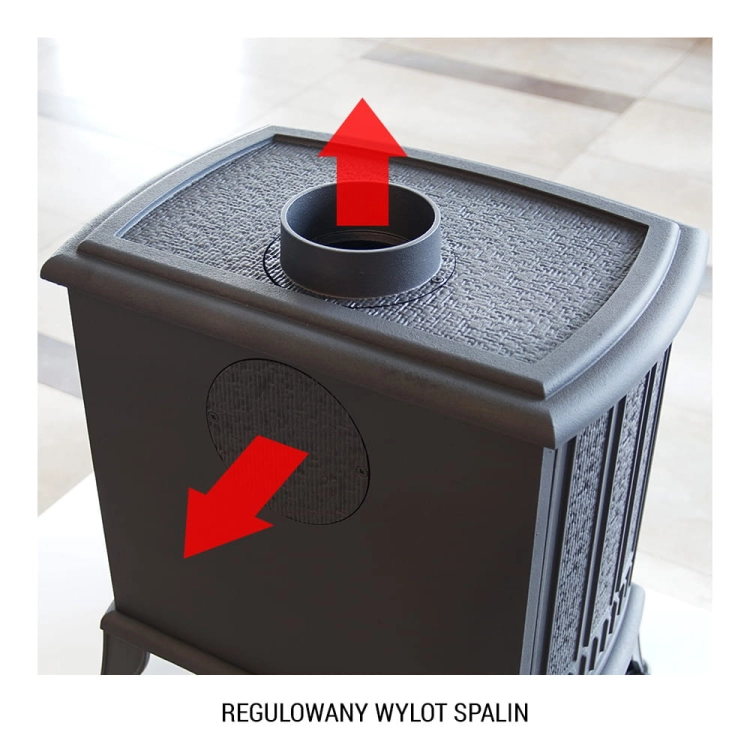 Piec żeliwny Koza K6  wylot