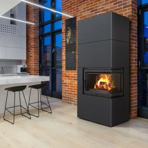 Kominek narozny SiIMPLE BOX 8 KW Czarny - prawostronny.webp