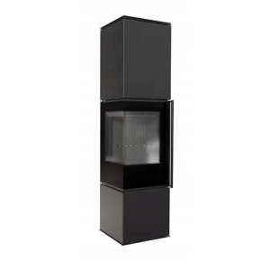 Piec stalowy KRATKI REN/L lewy Ø 150 7 kW czarne wyłożenie