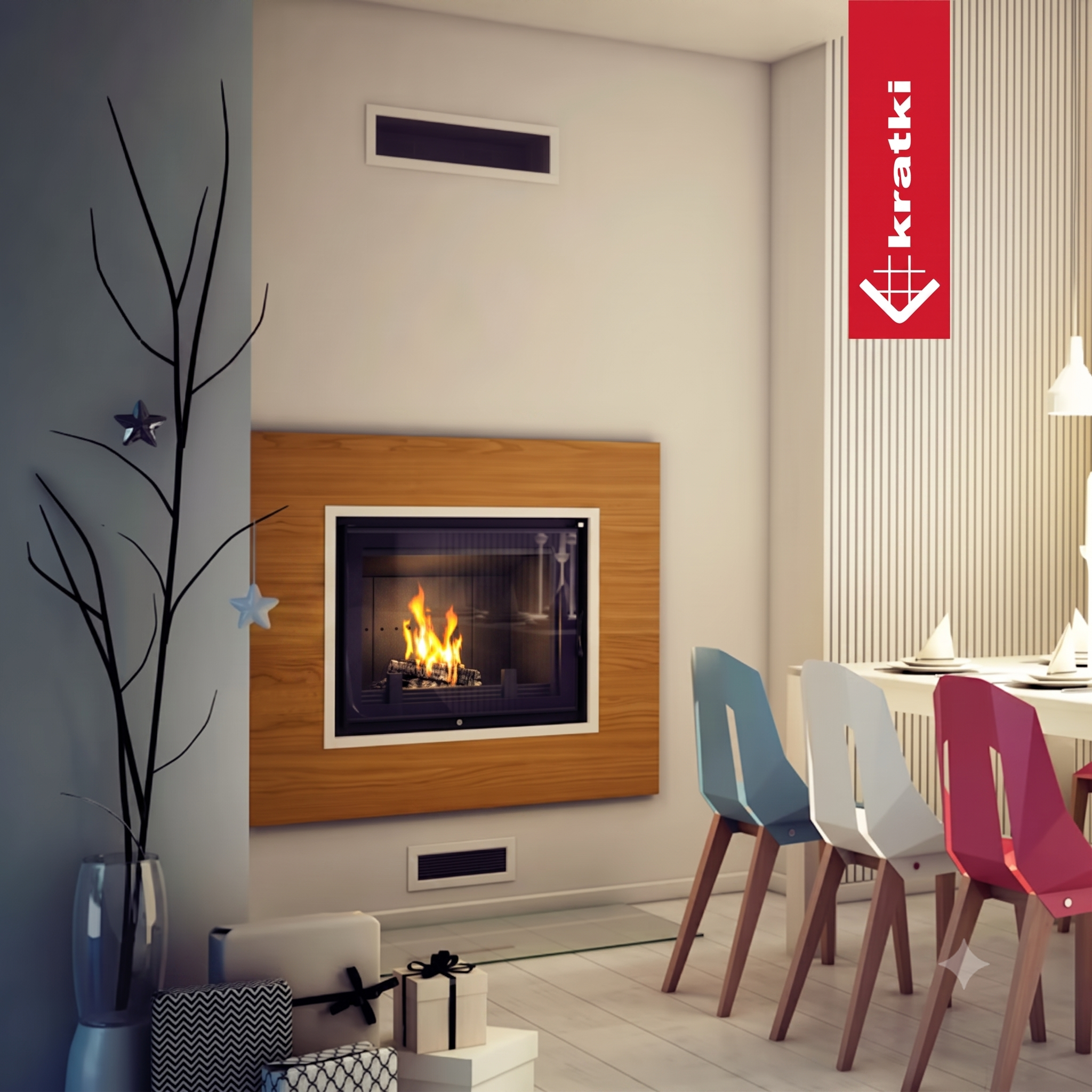 Kominek z płaszczem wodnym KRATKI ZUZIA 12 kW Ø 200