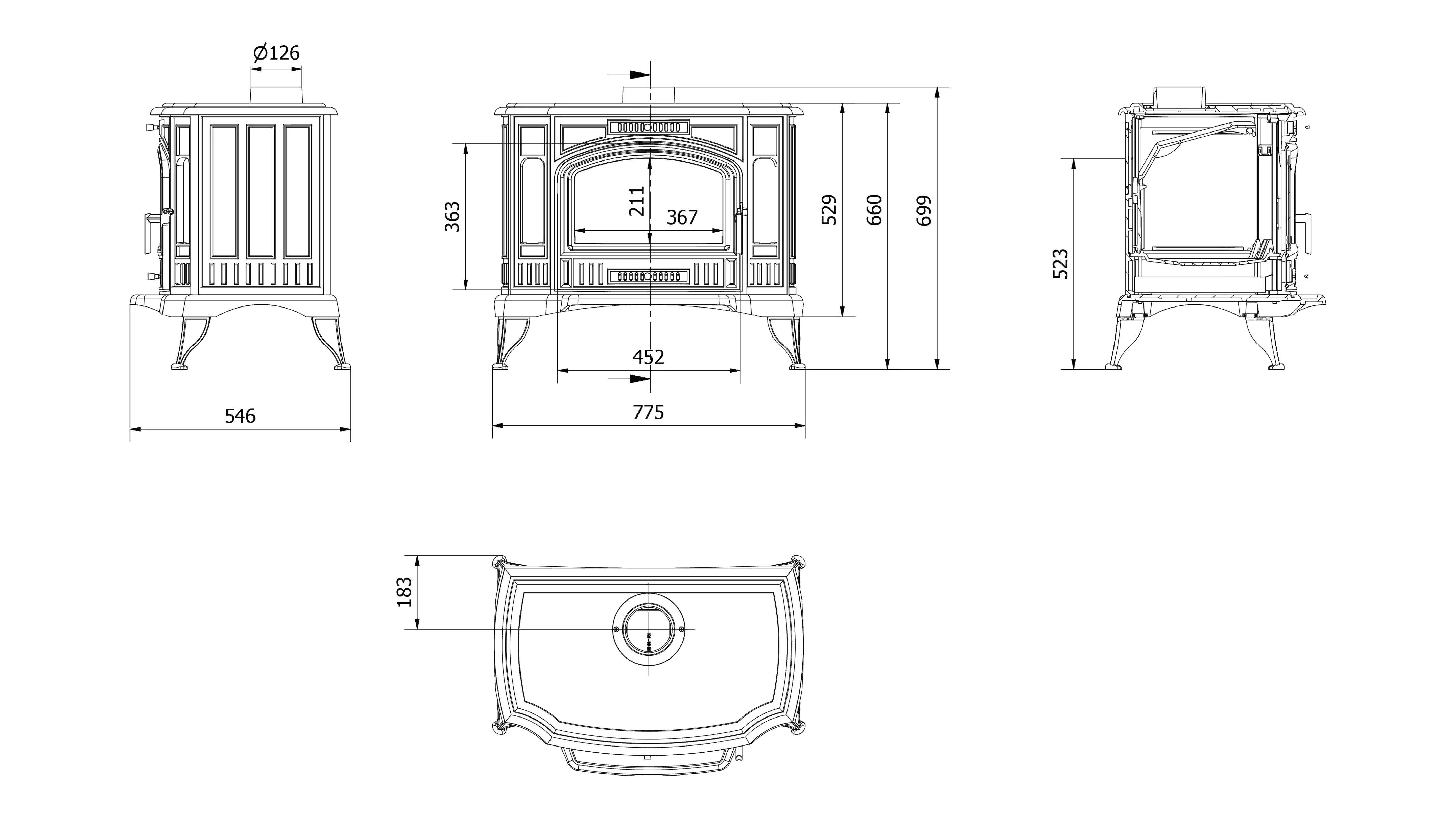 Piec stalowy koza K5 Ø 150 7 kW