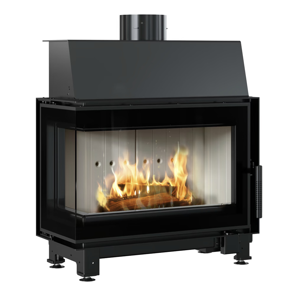 Kominek powietrzny stalowy KRATKI SIMPLE lewy BS 6 kW Ø 150 czarny