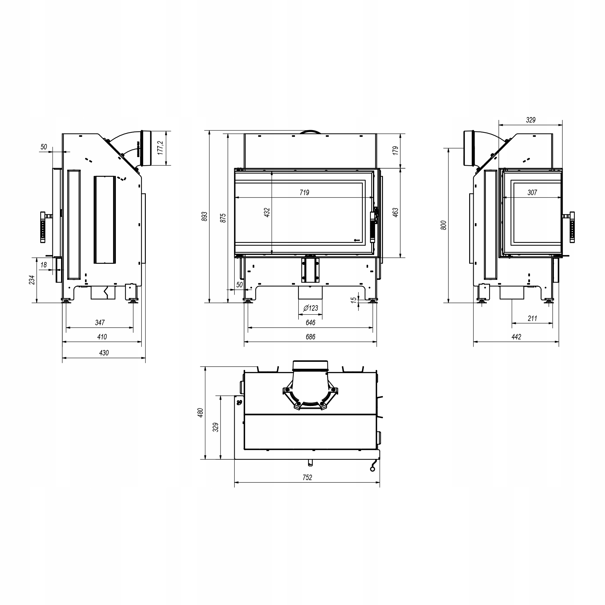 Kominek KRATKI ZIBI ECO 9,9 kW Ø 180