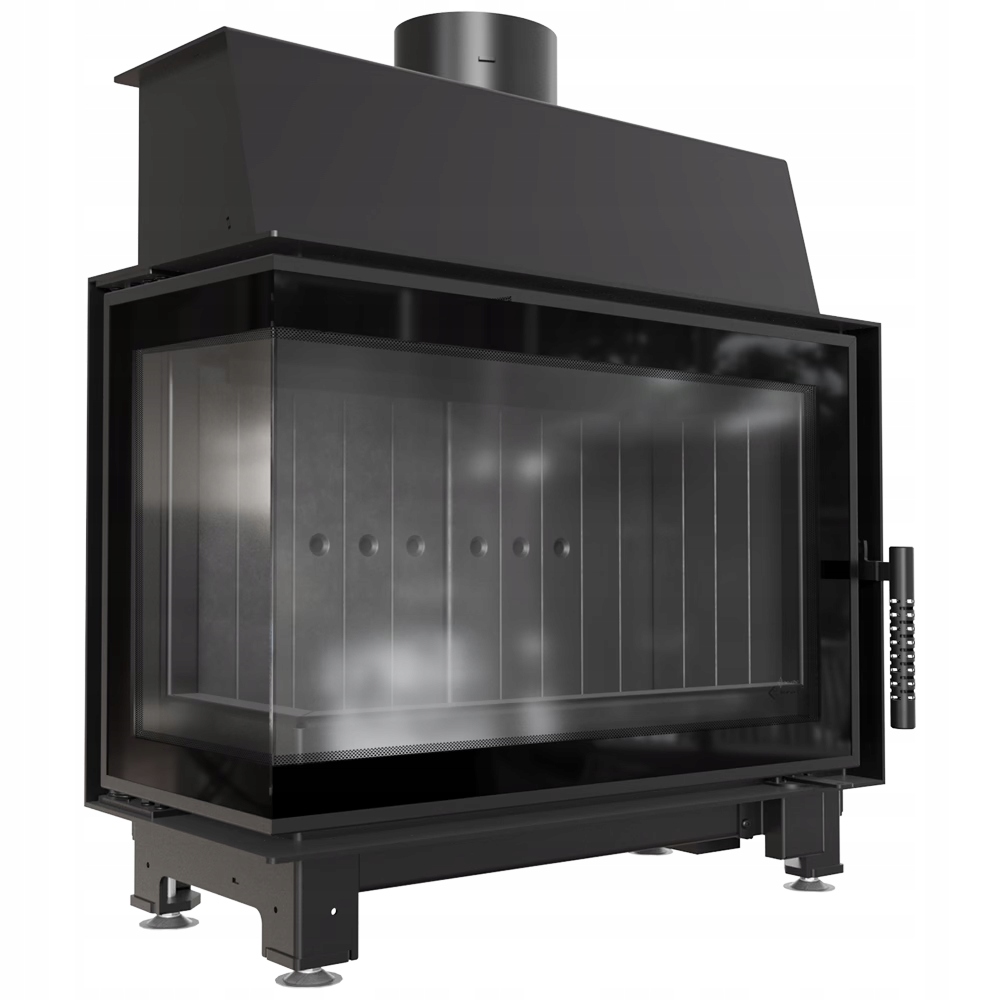 Kominek powietrzny stalowy KRATKI SIMPLE lewy BS 6 kW Ø 150 czarny