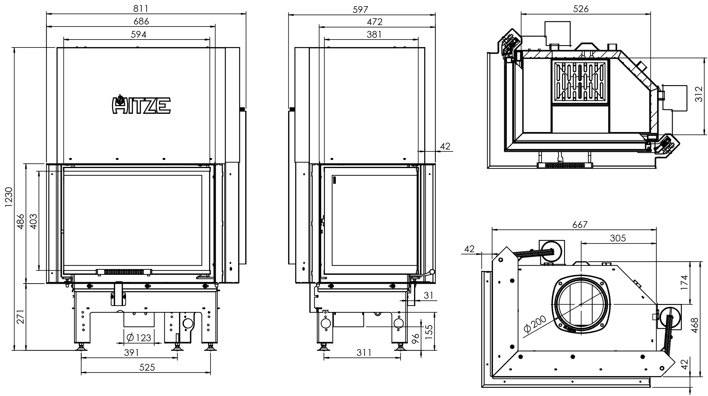 Kominek Stalowy Hitze ALBERO AL11LG.H-D