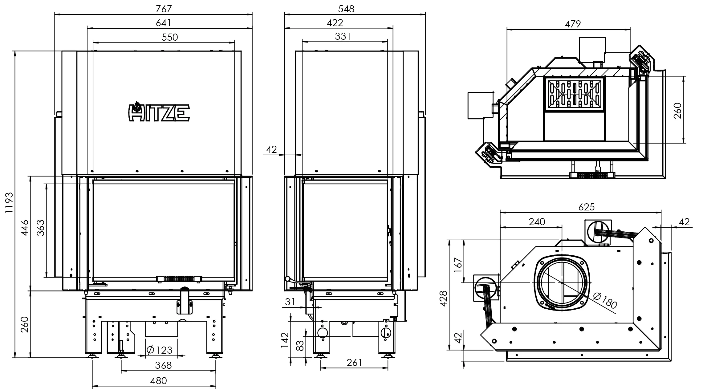 Kominek Stalowy Hitze ALBERO AL9RG.H-D