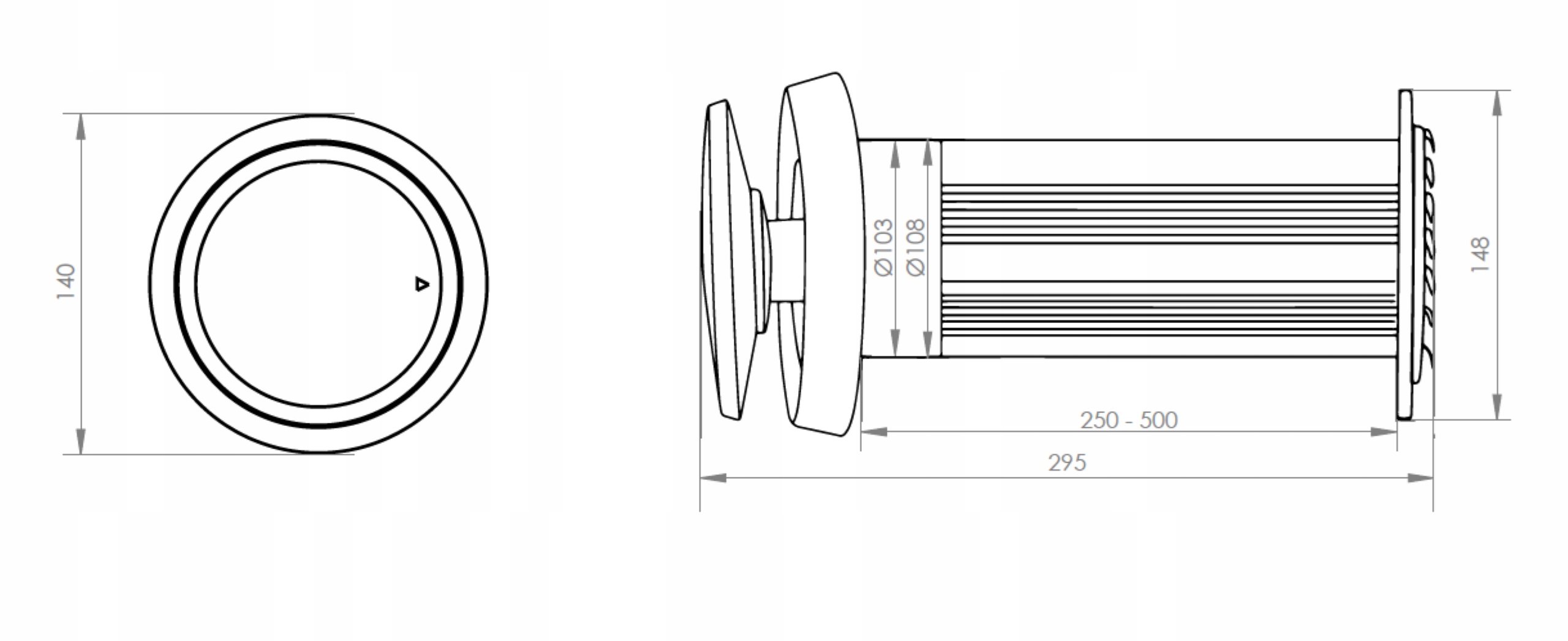 Rysunek techniczny - Nawietrzak BalanceAir 100mm